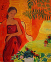 Painting by Sally The red dress, Spain