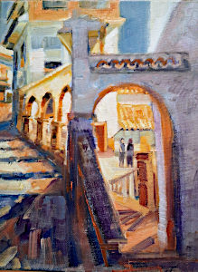 Painting from Diana Golladge Acryl White Village Impression